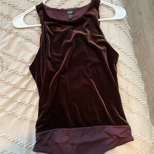 Express Velvet Sleeveless Bodysuit - Dark Brown